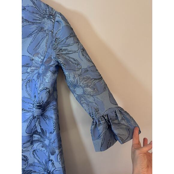 Rickie Freeman for Teri Jon Bell-Sleeve Metallic Floral Jacquard Dress Sz 6 NWT - Picture 16 of 16